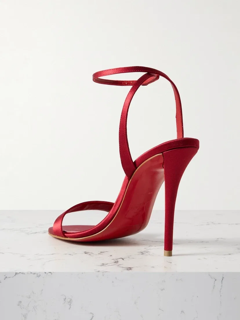 Атласные босоножки Miss Z 100 Christian Louboutin, красный — фото 3