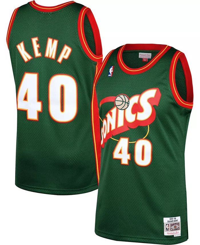 

Мужская баскетбольная майка Shawn Kemp Green Seattle Supersonics 1995-96 Hardwood Classics Swingman Mitchell & Ness