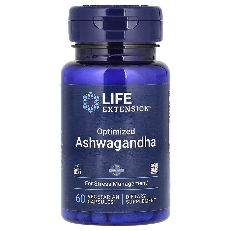 

Life Extension, оптимизированная ашваганда, 125 мг, 60 вегетарианских капсул