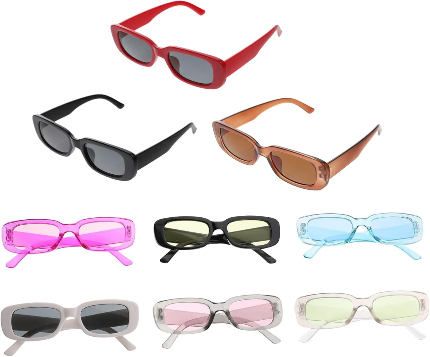 

GALPADA 9 шт. Солнцезащитные очки для женщин и мужчин, прямоугольные очки, модные очки для женщин, фестивальные очки, солнцезащитные очки, Assorted Color