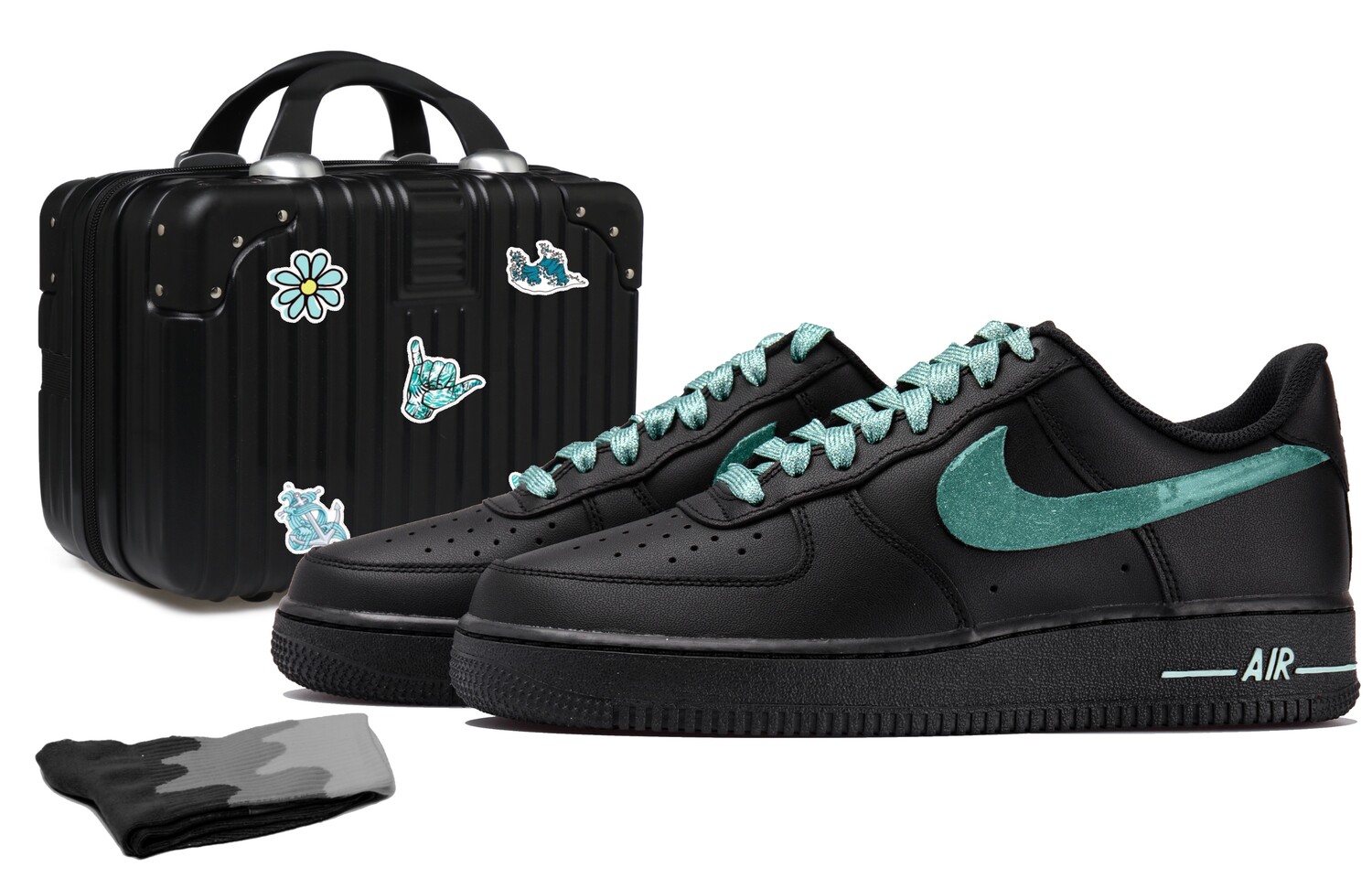 

Женские кроссовки для скейтбординга Nike Air Force 1, Black/Green
