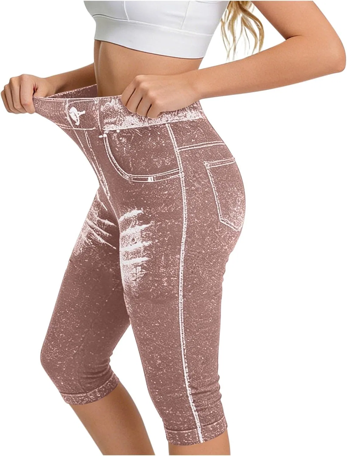 Леггинсы джинсовые Women's Capri Leggings, кофе — фото 2