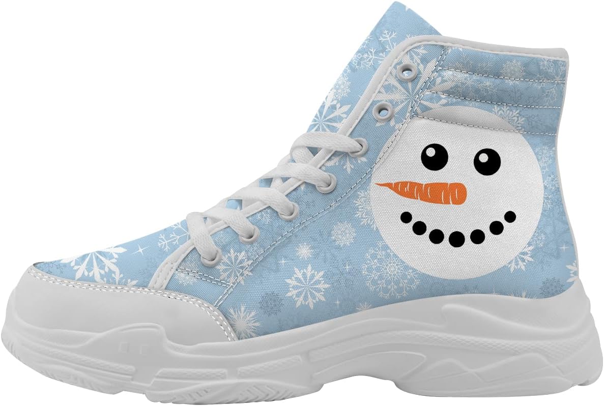 

Рождественские высокие кеды для женщин, тканевые кроссовки на платформе со шнуровкой, подарки для нее и для него Generic, синий