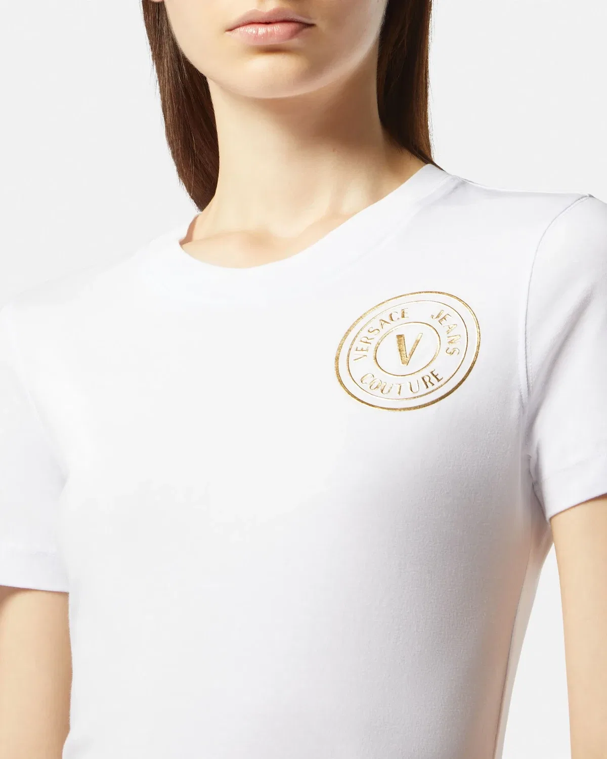 Футболка с эмблемой V VERSACE, белый — фото 3