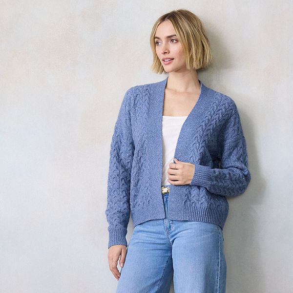 

Кардиган Petite с ажурной вязкой Lc Lauren Conrad, Denim Blue