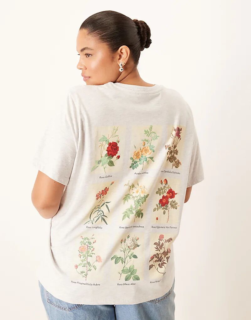 

Футболка ASOS DESIGN Curve классического кроя с цветочным принтом в цвете ледяного вереска Asos Curve