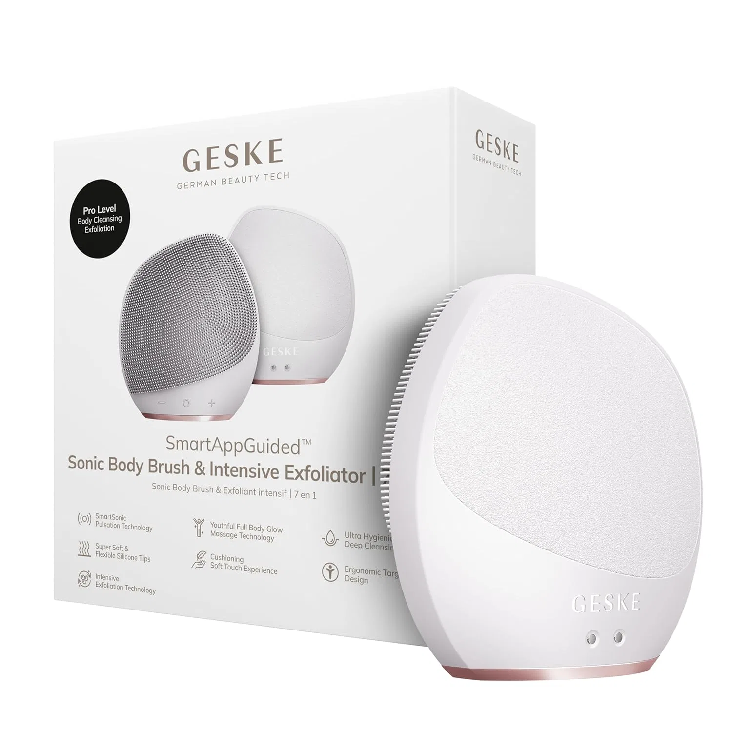 Электрическая щетка-эксфолиатор для тела Sonic Body Brush & Intensive Exfoliator 7 в 1 от GESKE Geske, Starlight