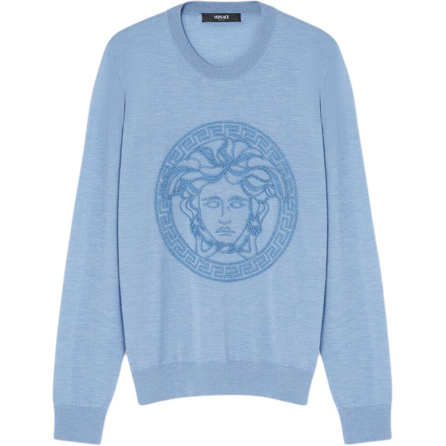 

Свитер с вышивкой Медузы VERSACE, синий