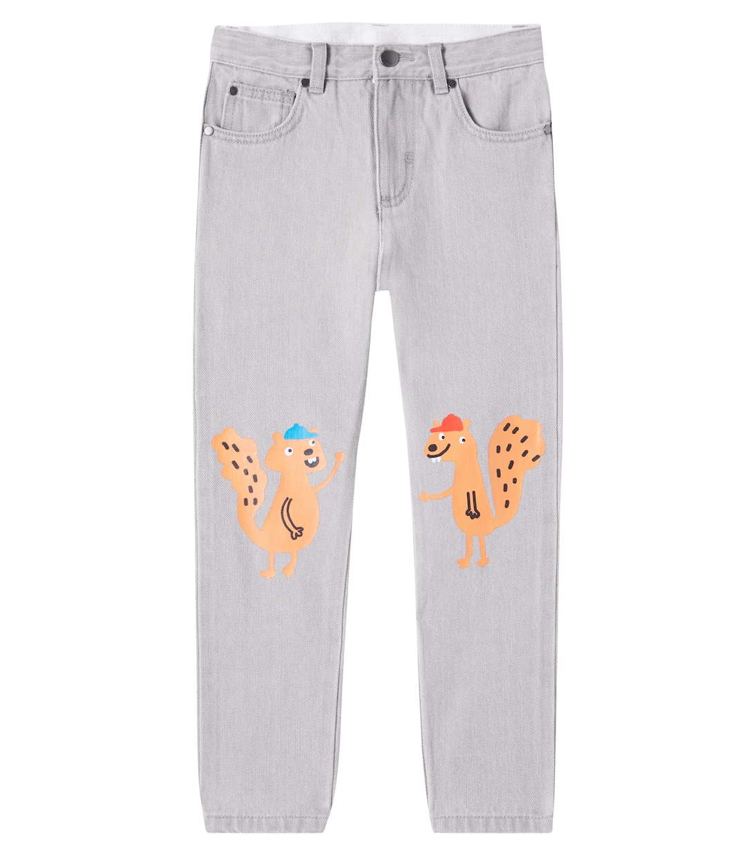 

Прямые джинсы с принтом Stella McCartney Kids, Grigio Lavato Chiaro