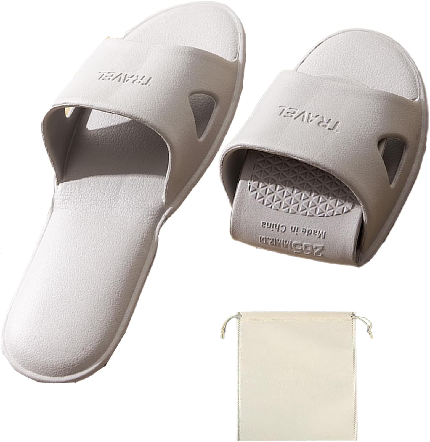 

Дорожные тапочки oukisam для женщин и мужчин, портативные складные тапочки с хлопковым мешочком для хранения, дорожные сандалии для душа, нескользящие, быстросохнущие, для кемпинга, плавания, пляжа и отеля, серый