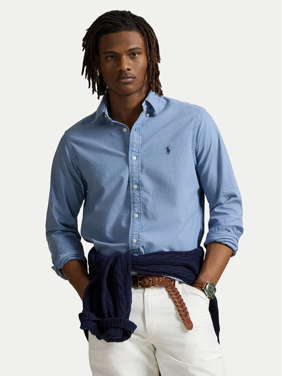 

Рубашка облегающего кроя 710804257059 Polo Ralph Lauren, голубой