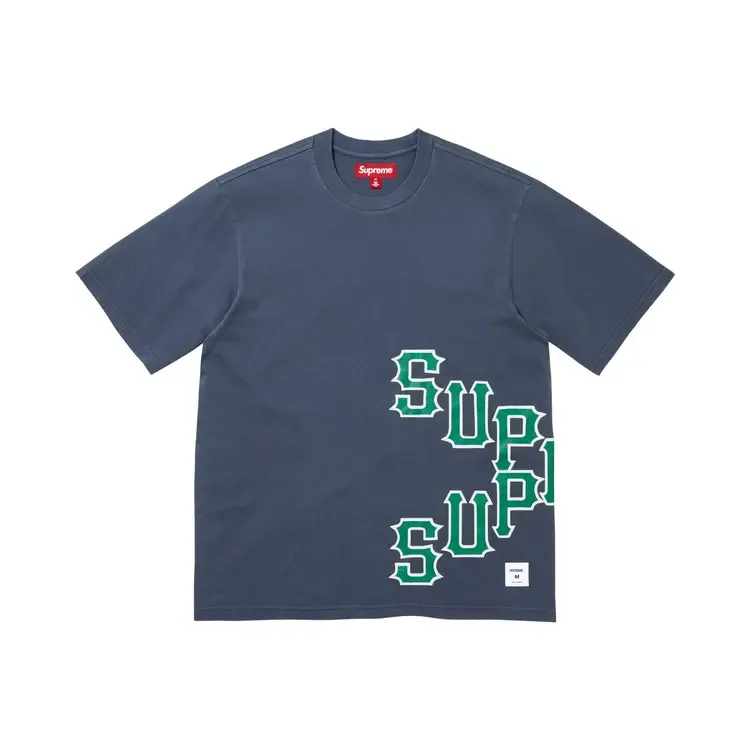 Футболка Supreme Cracked Spellout с коротким рукавом, цвет «Washed Navy»