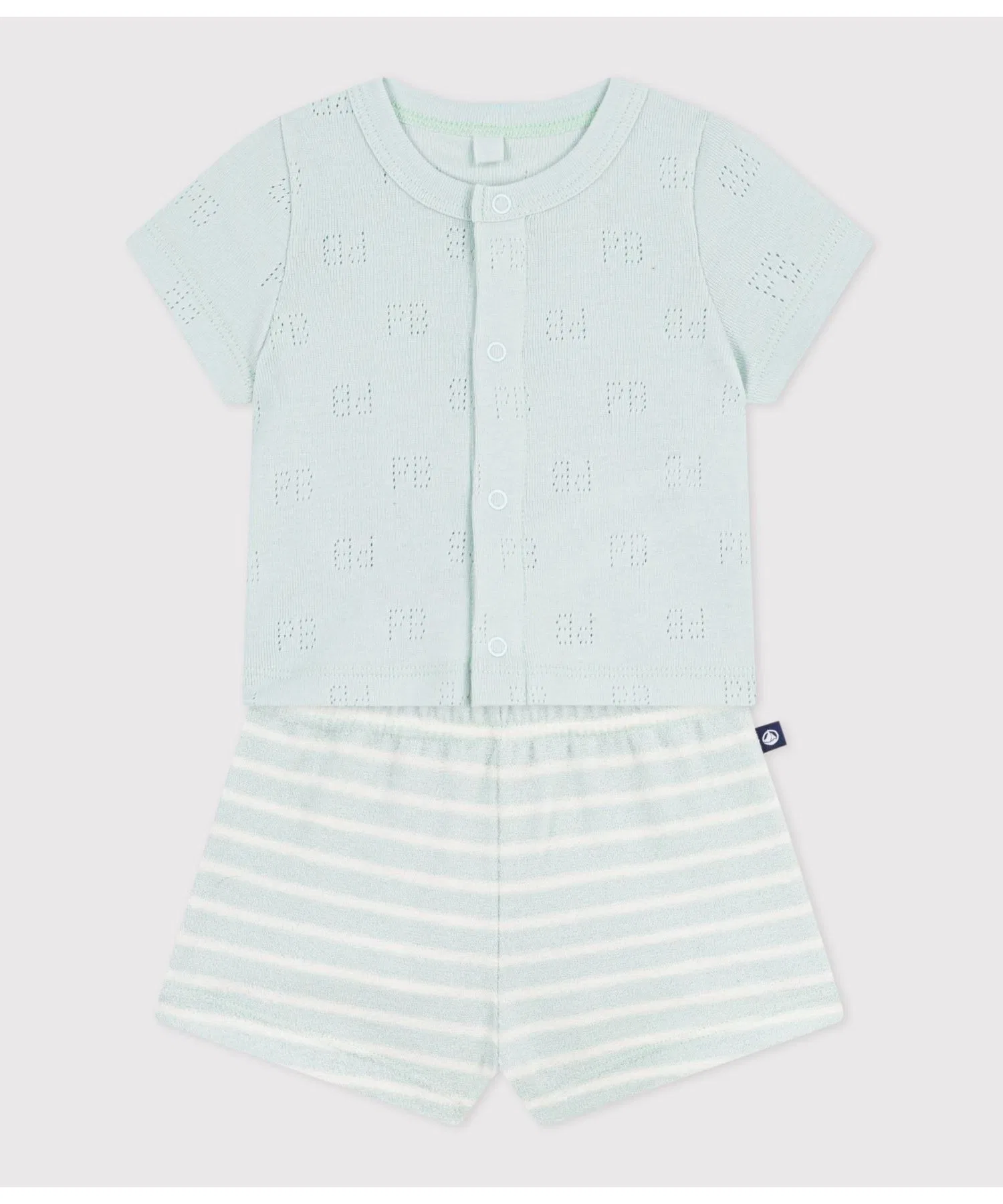 Детский комплект из хлопка Petit Bateau белый с зелёным — фото 2