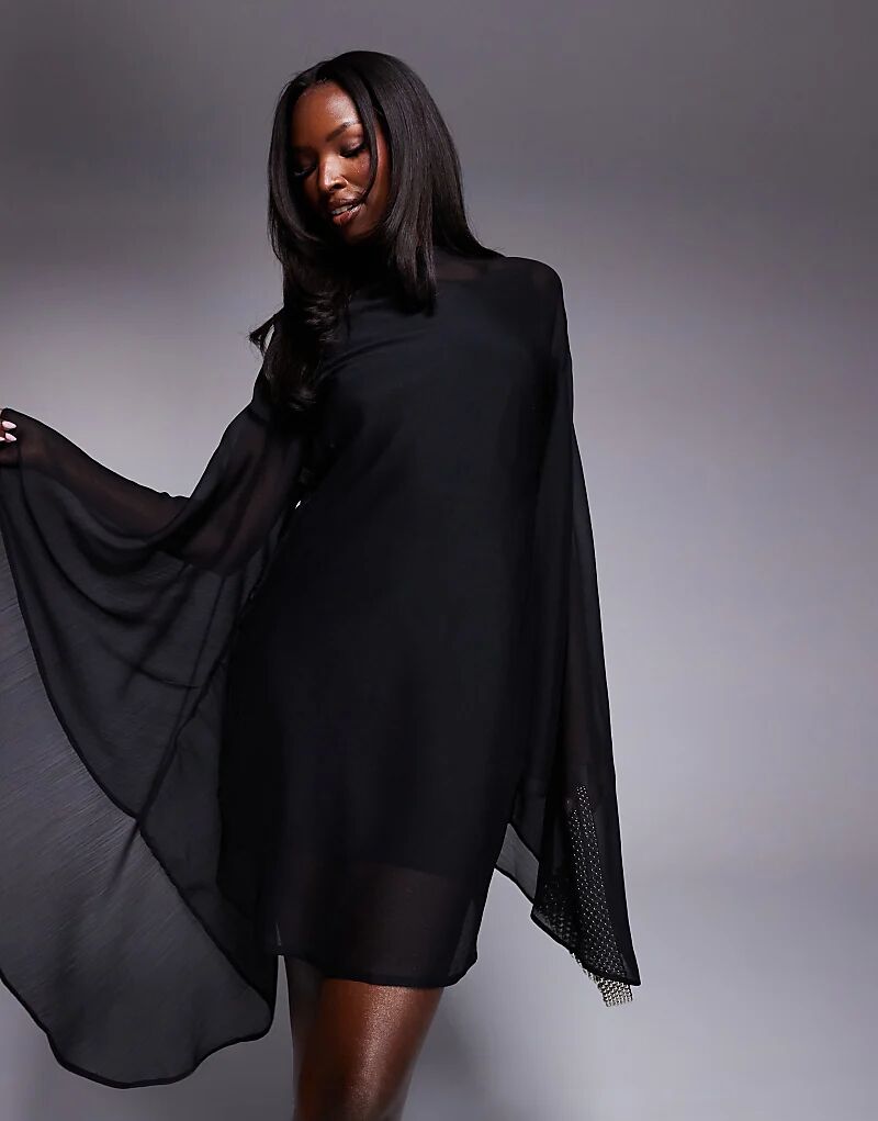 

Мини-платье с увеличенными рукавами черного цвета ASOS DESIGN