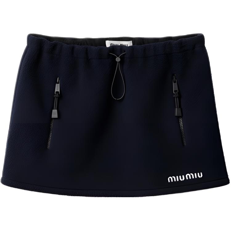 

Мини-юбка из флиса на шнурке MIU MIU, синий