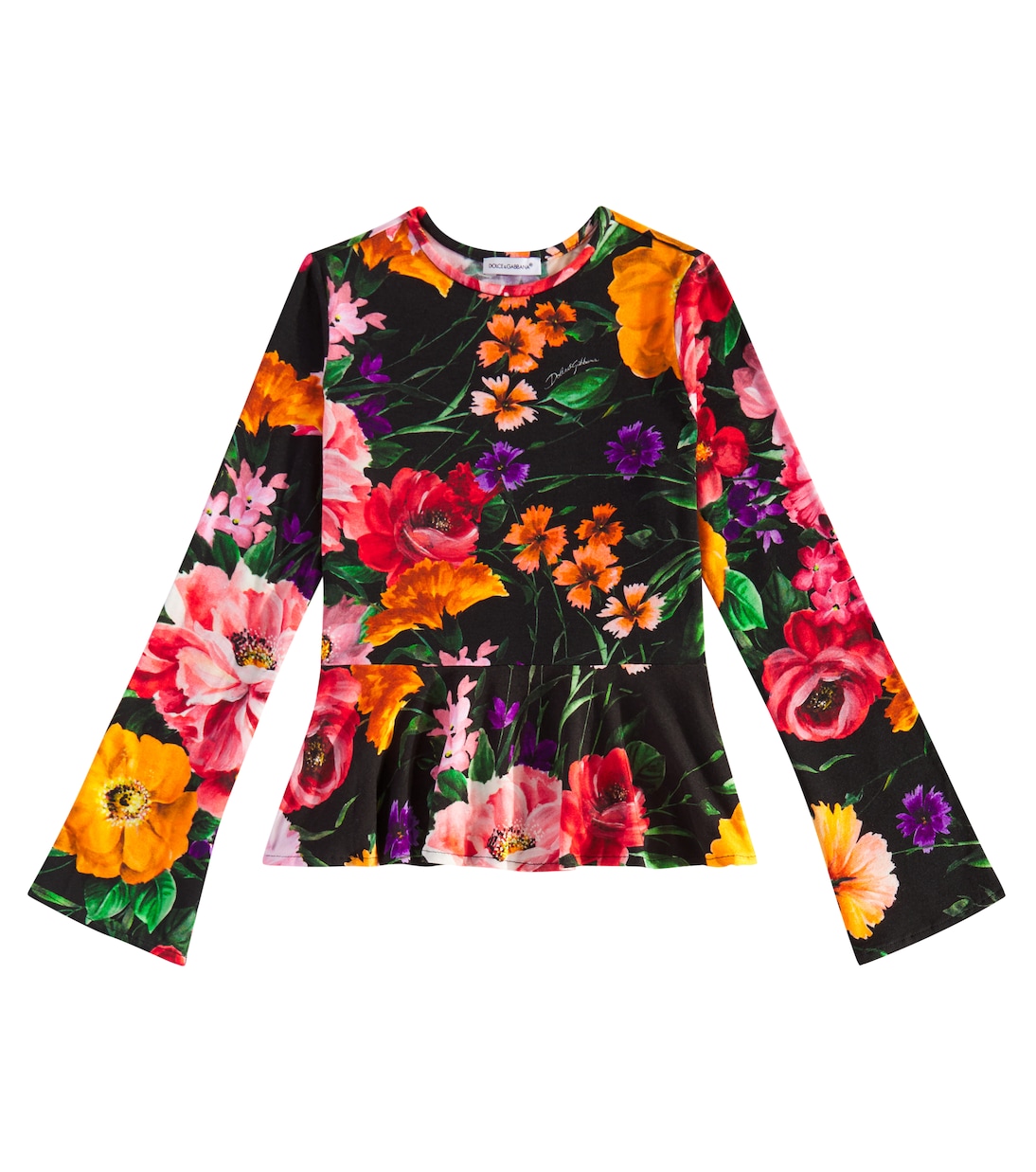 

Топ из цветочного джерси Dolce&Gabbana Kids, Fiori Fdo. Nero