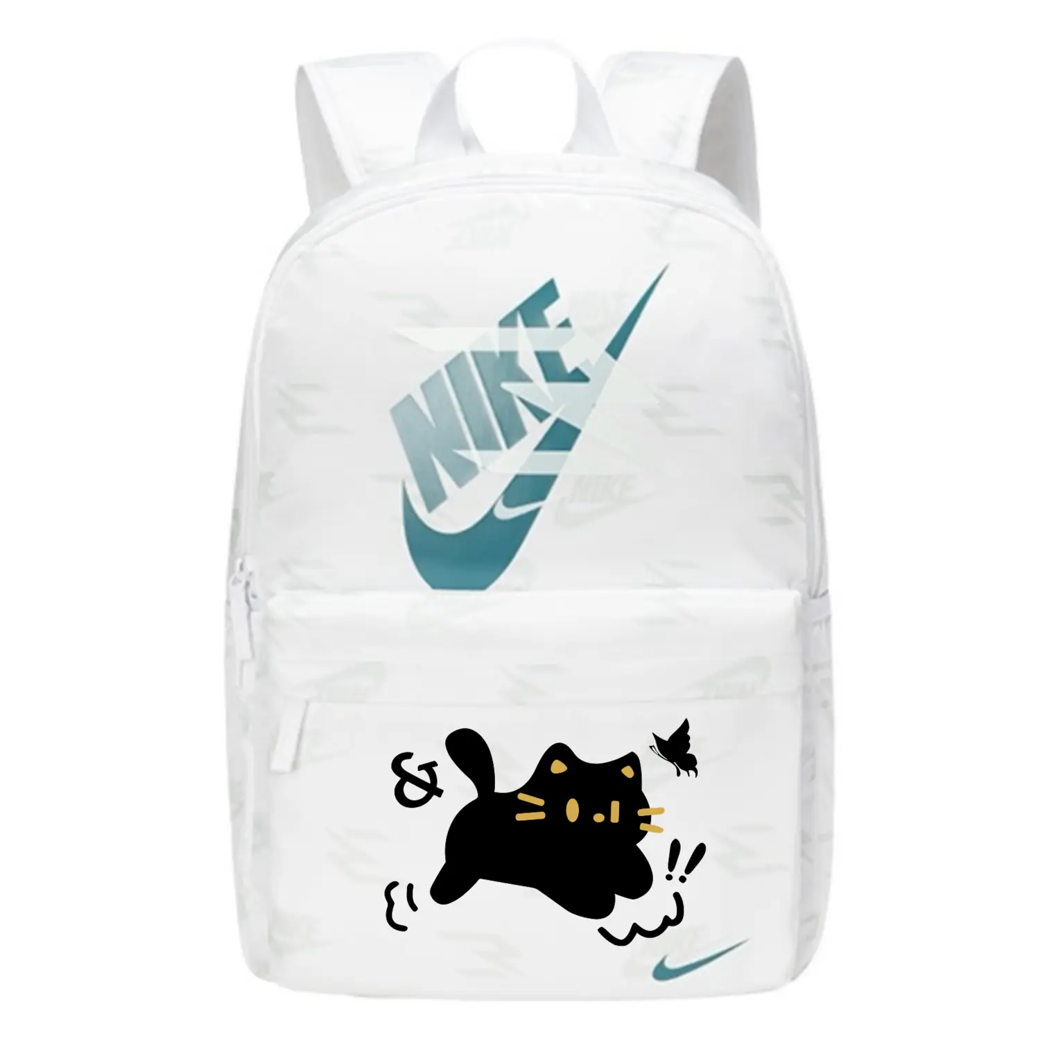 

Nike Полиэстеровый рюкзак Тубс унисекс ярко-белый, Butterfly and Cat