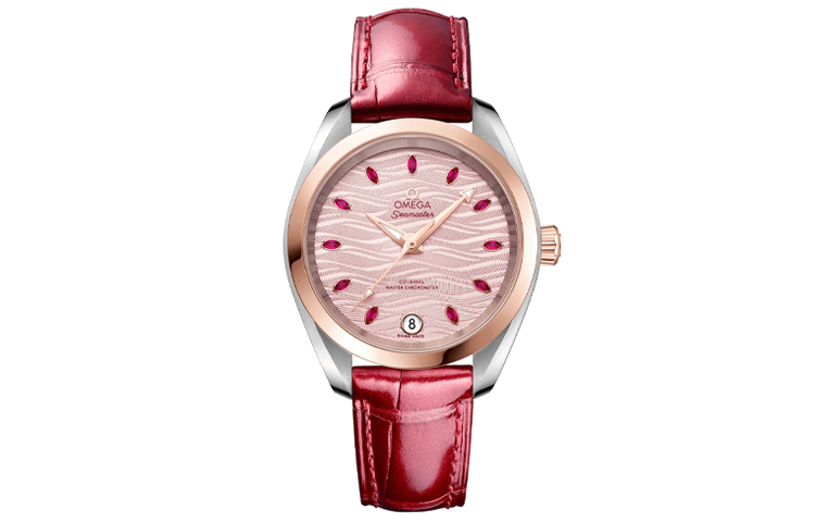 

OMEGA Часы Seahorse Collection Automatic Mechanical Movement Women's Watch Watch 34mm Pink Watch Dial Leather Strap