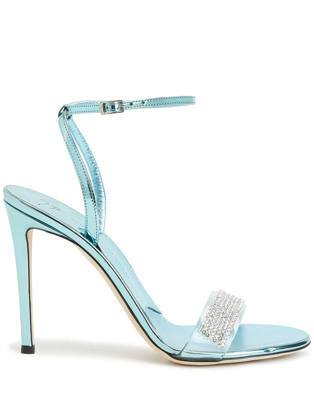 Босоножки с эффектом металлик и стразами Giuseppe Zanotti, синий