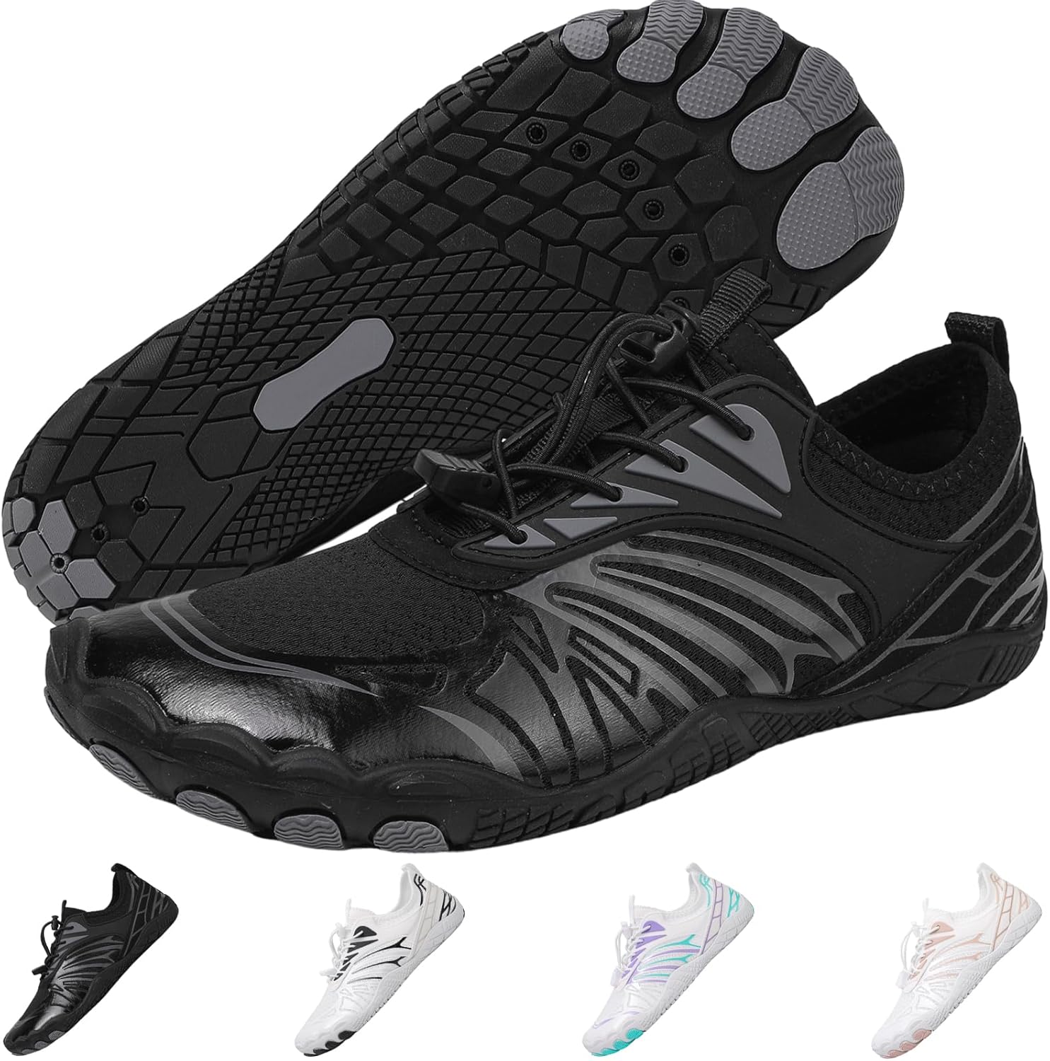 

Кроссовки для походов для женщин и мужчин, кроссовки для трейлраннинга, нескользящие дышащие походные ботинки, тренировочная обувь, водные обувь с широким носком Foehiex, черный