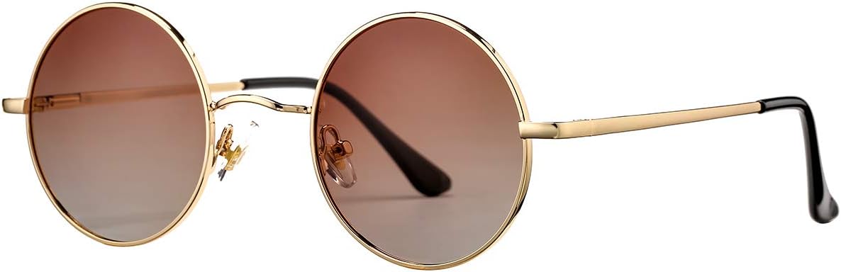 

Классические круглые солнцезащитные очки в стиле ретро, ​​поляризованные солнцезащитные очки в стиле хиппи, маленькие круглые солнцезащитные очки PORADAY, Gold/Gradient Brown