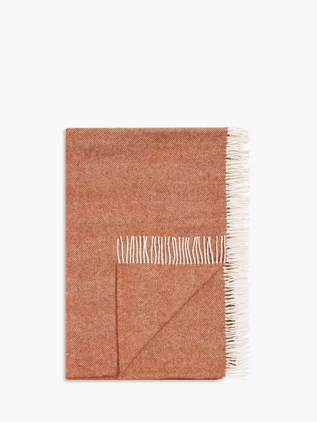 

Плед John Lewis Herringbone Shetland Lambswool, цвет burnt/orange