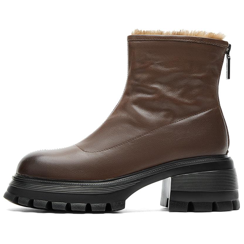 Ботильоны женские 6,5 см NINE WEST, Brown (Fleece-Lined)