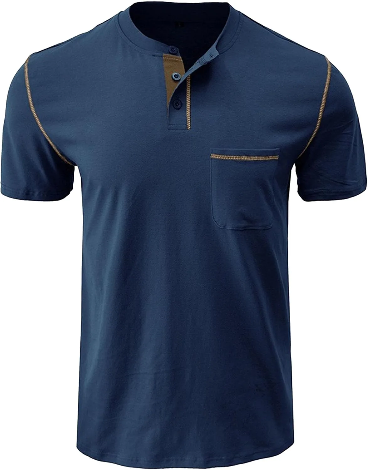 

Мужская футболка хенли с коротким рукавом, легкая, хлопковая Maiyifu-GJ