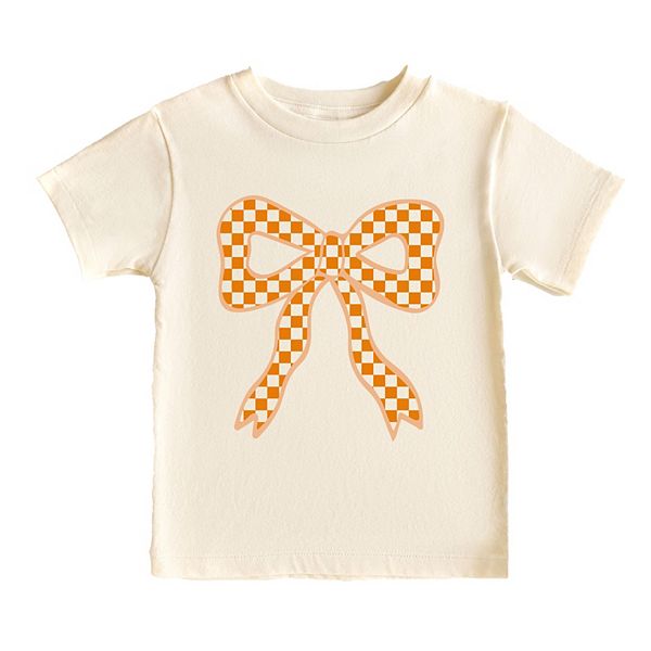 

Футболка с принтом Coquette orange checker bow The Juniper Shop, Cream