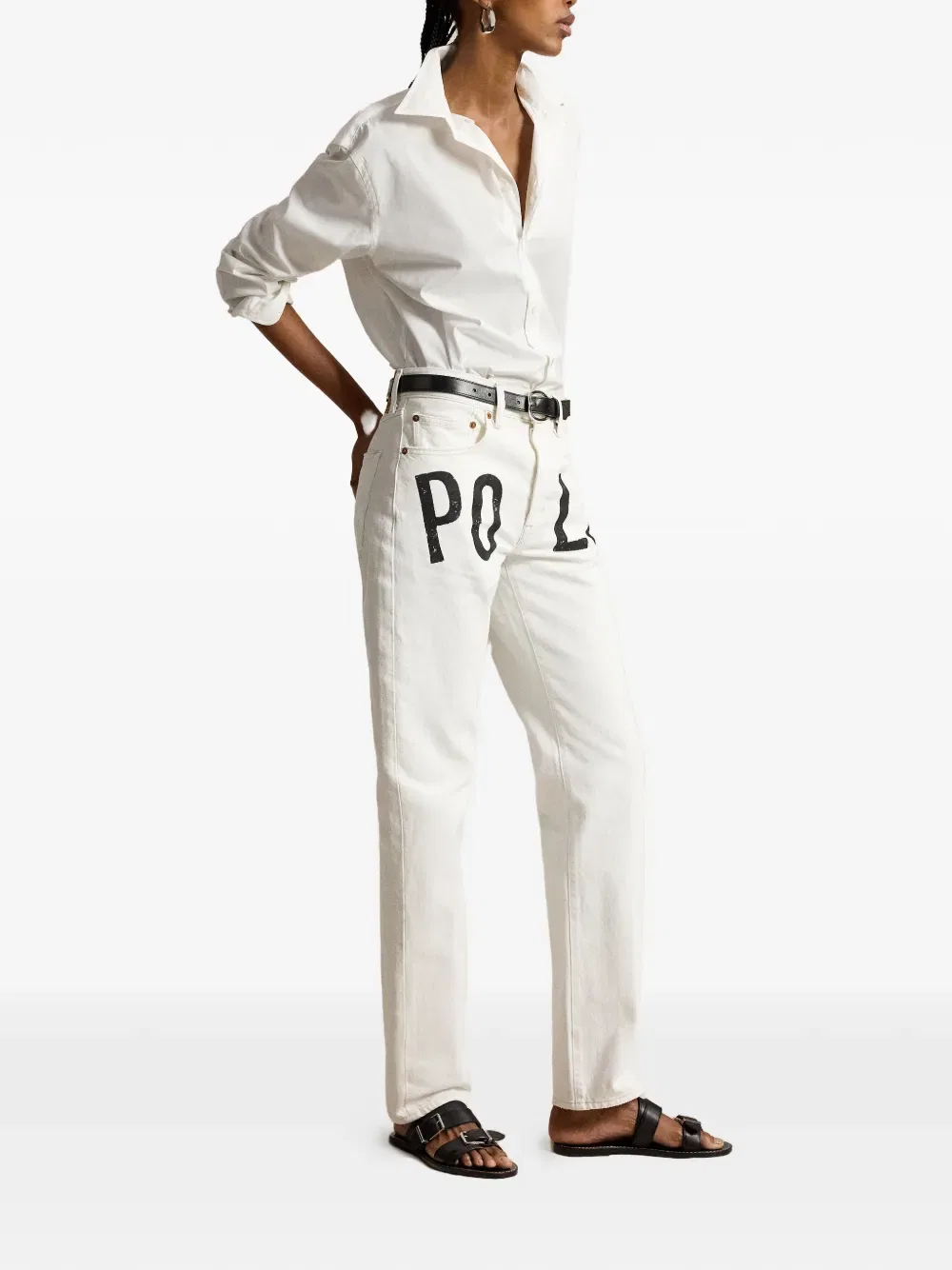 Прямые брюки с принтом Polo Ralph Lauren, белый — фото 3
