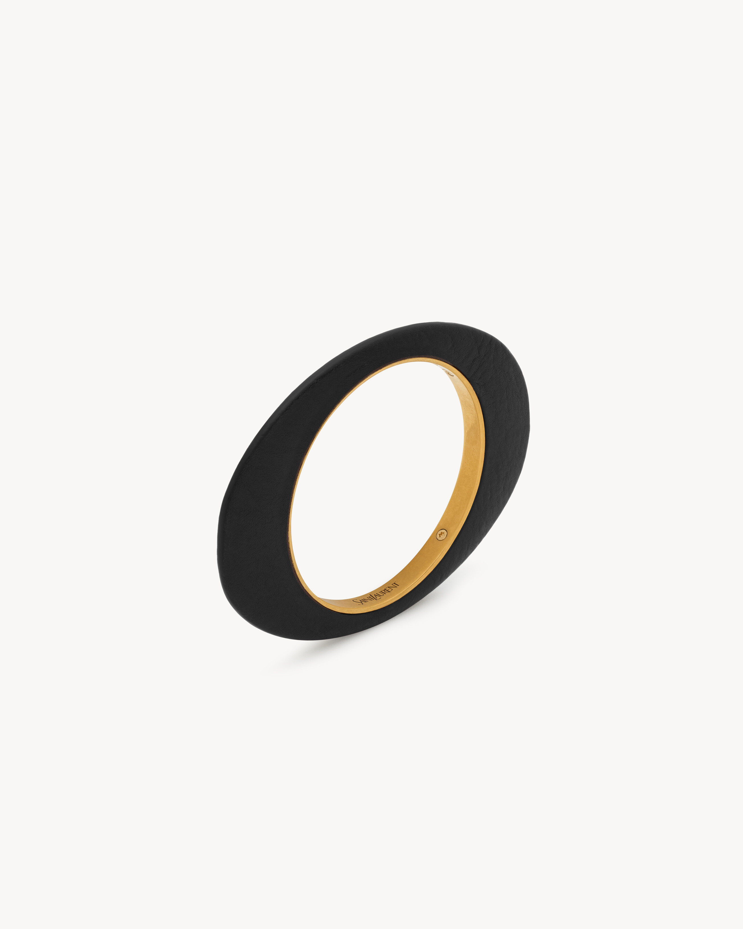 

Браслет-лезвие из кожи и металла Saint Laurent, черный