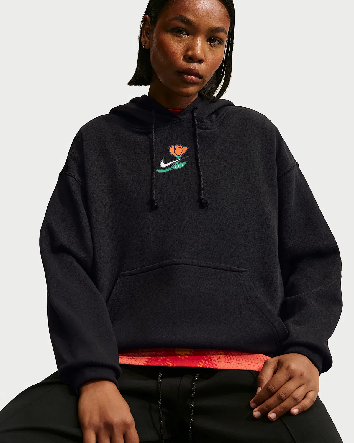 Женский оверсайз баскетбольный худи Nike Phoenix Fleece, Black — фото 3