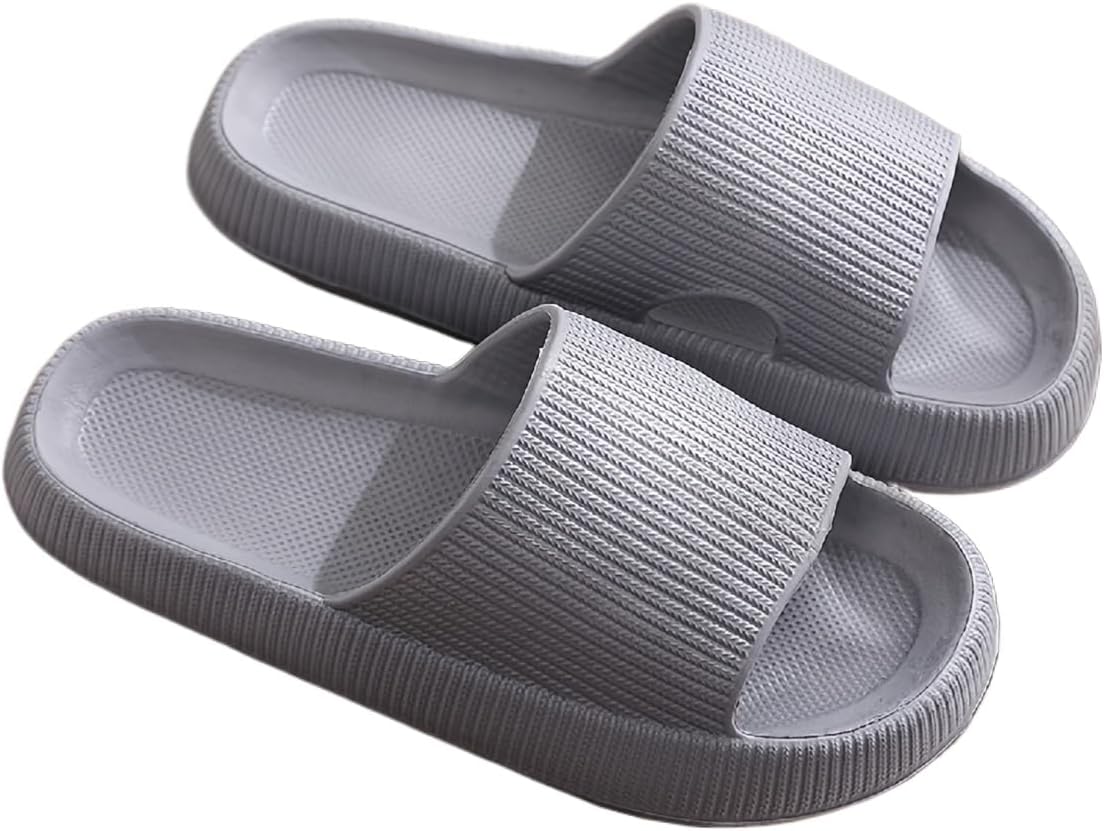 

Супер удобные унисекс тапочки - дышащие с открытым носком, с мягкой EVA подошвой и нескользящей поверхностью для домашних занятий для мужчин и женщин - мягкие, легкие и уютные для отдыха дома Fmshi, серый