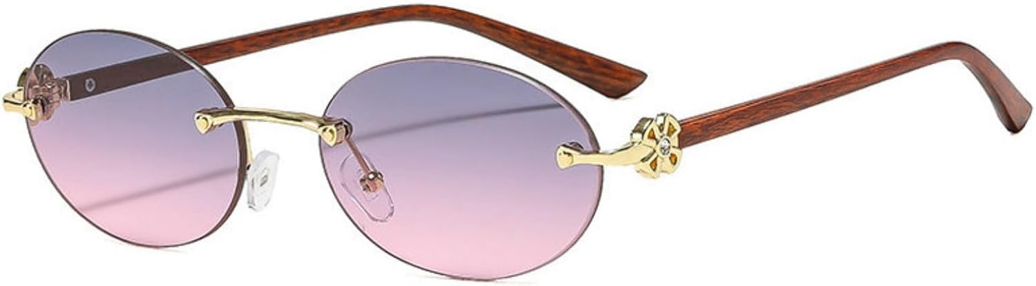 

Солнцезащитные очки Willochra в стиле ретро, ​​модные овальные, женские и мужские, без оправы, в стиле 90-х, маленькие, круглые, в металлической оправе, со стразами, защита от ультрафиолета UV400, C9