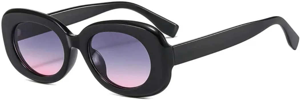 

Ретро овальные женские солнцезащитные очки, модные гелевые очки с защитой от УФ-излучения UV400, трендовые мужские градиентные очки UATXTAU, Black Gray Pink