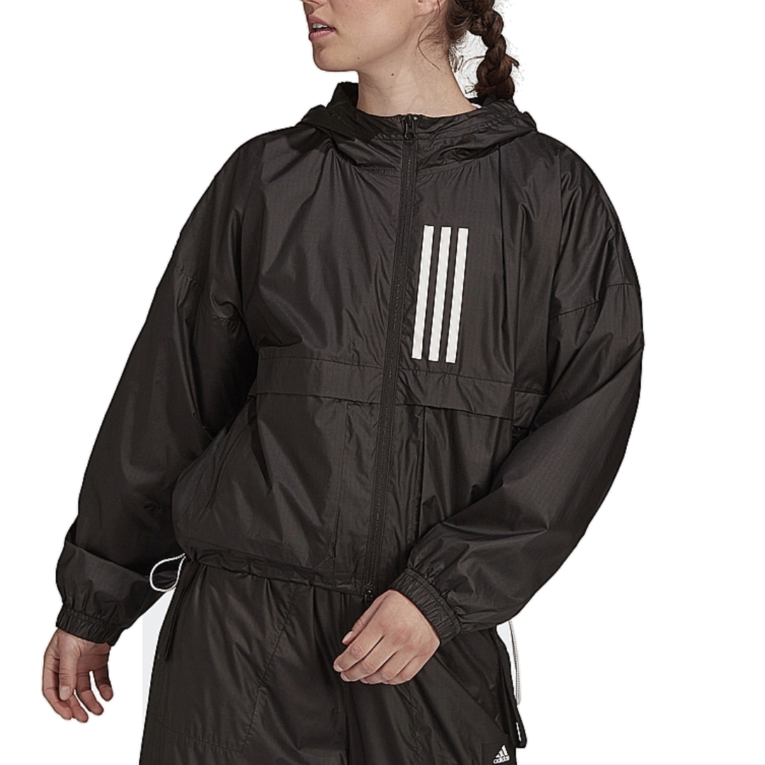 (WMNS) Спортивная куртка Adidas WND.RDY 'Черно-белая' — фото 2