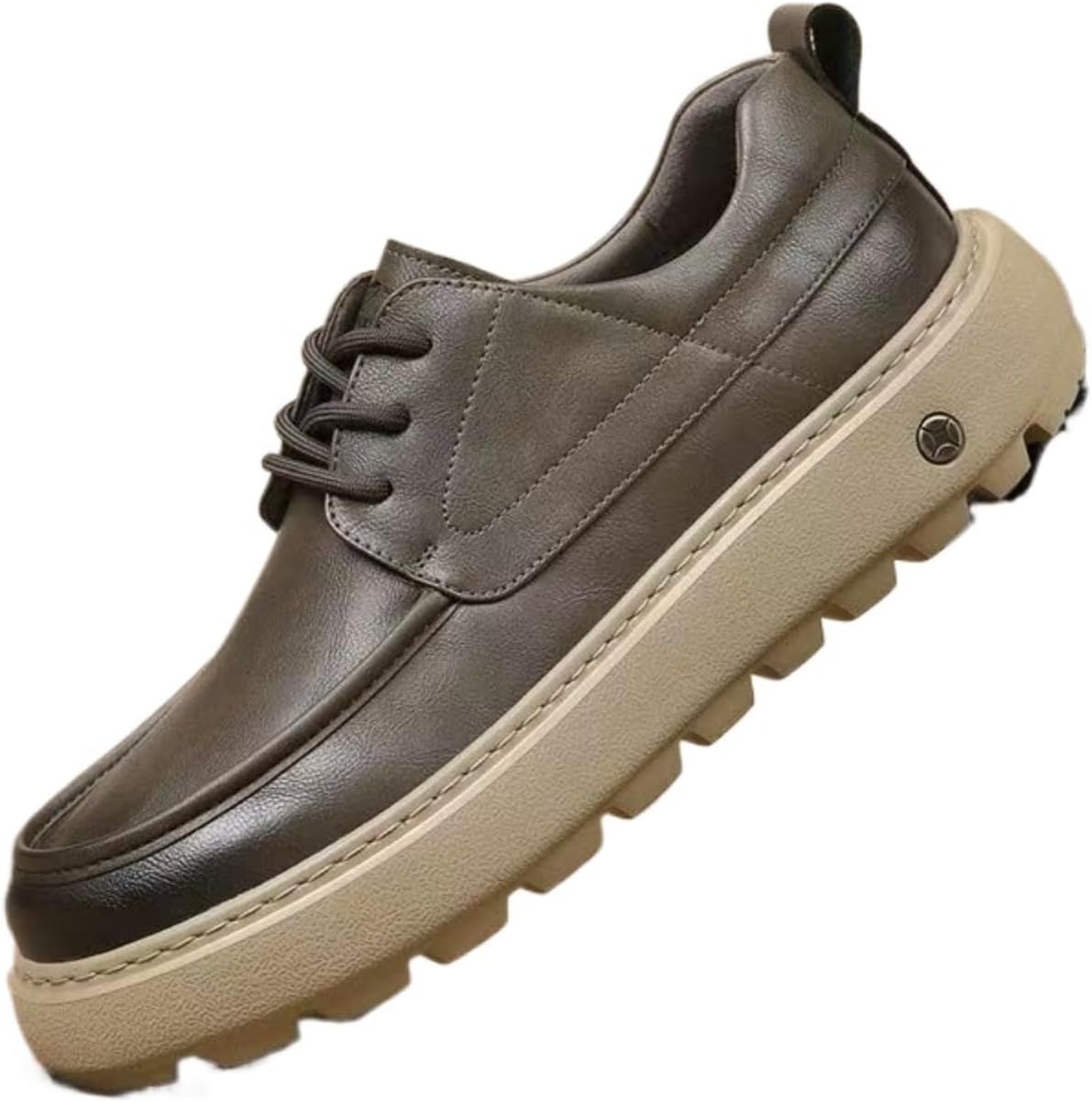 

Мужские повседневные кроссовки для увеличения роста, из натуральной кожи с платформой, мужские обувь на толстом каблуке для ежедневной носки Azttoztto, хаки