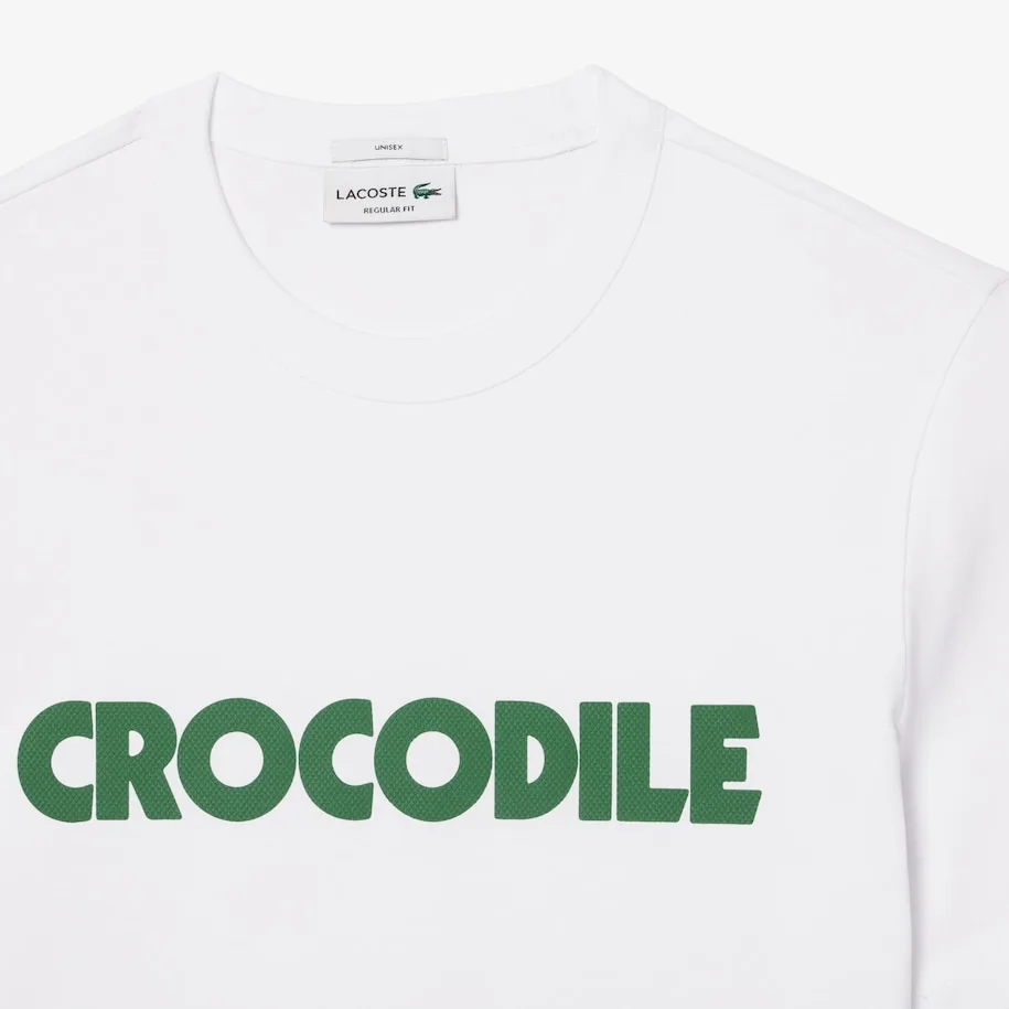 Футболка Lacoste с принтом, хлопковая, белая — фото 3