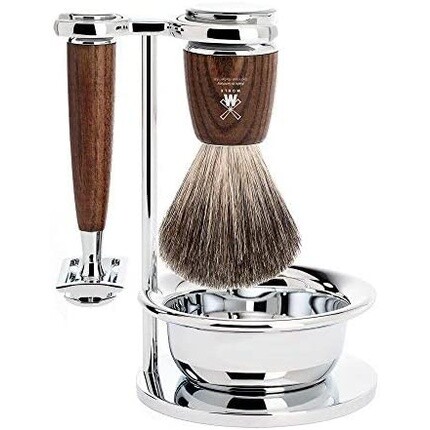 

Безопасная бритва MÜHLE RYTMO, набор из 4 предметов, пропаренный пепел M Mühle