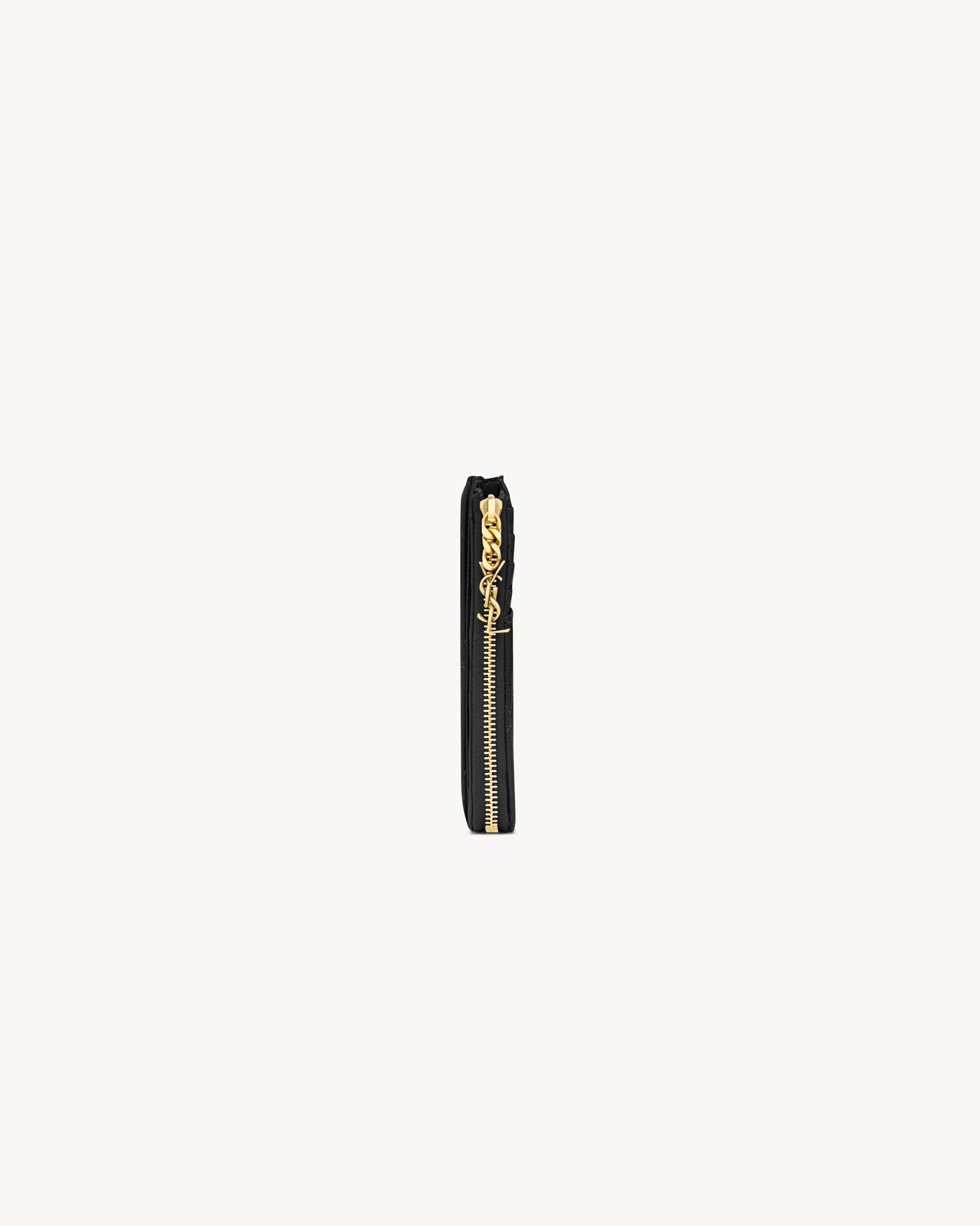 Картхолдер на молнии CASSANDRE BIJOU из кожи Grain de Poudre Saint Laurent, черный — фото 3