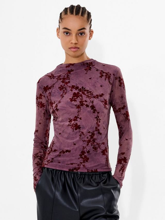 

Топ Kenny из бархата Devore с сетчатыми вставками French Connection, Purple/Multi