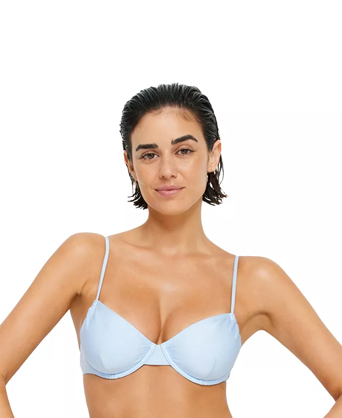 

Размеры женского мерцающего купальника-бикини на косточках LSCN by LASCANA, синий