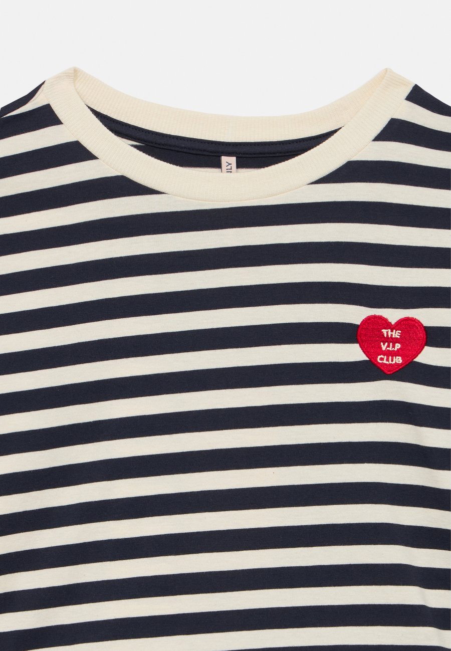 Топ ONLY GIRLS KOGLIVINA O NECK STRIPE, Night Sky/Cloud Dancer/Dark Blue — фото 3
