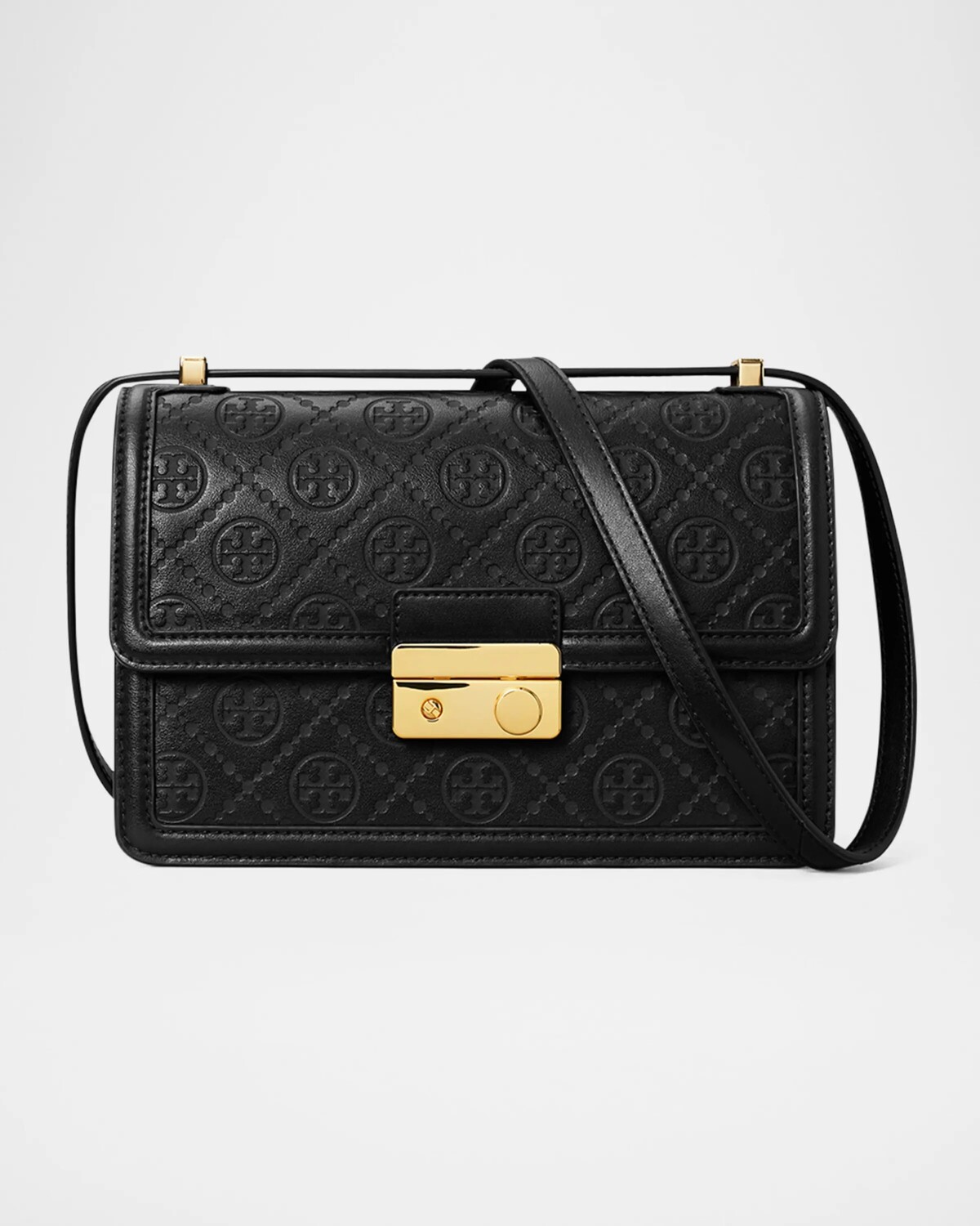 

Кожаная сумка на плечо с логотипом T и монограммой Tory Burch, черный