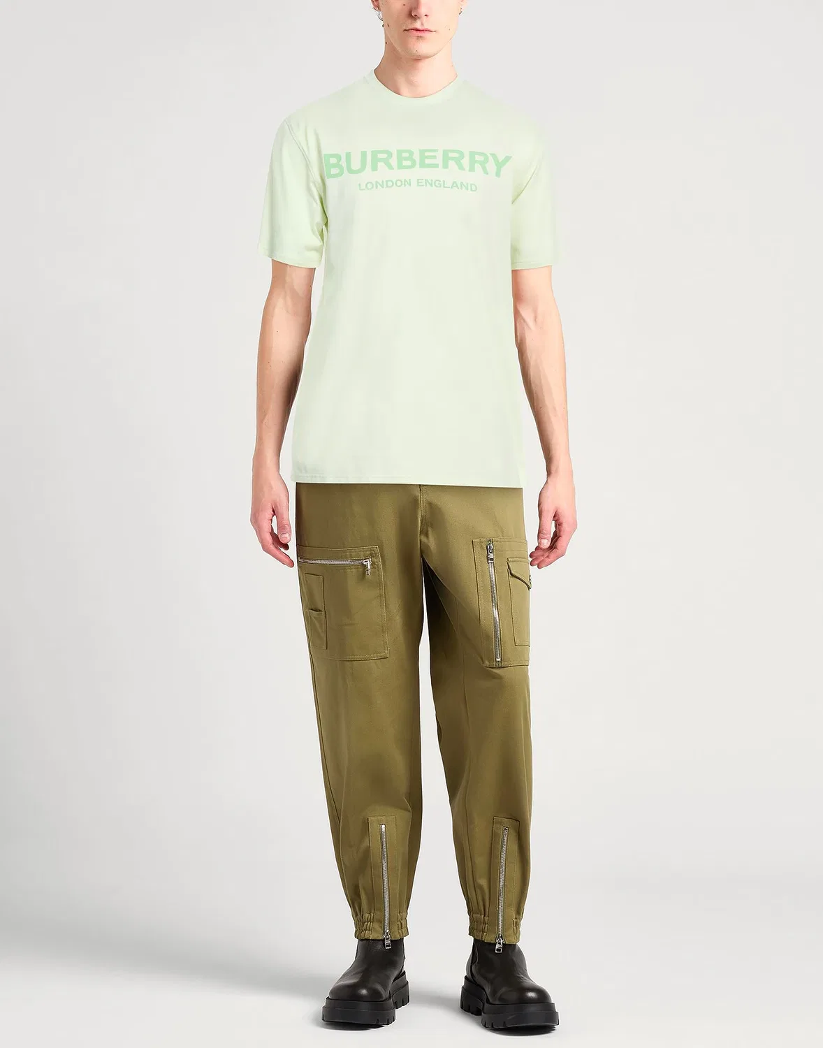 Футболка BURBERRY с логотипом, мужская, светло-зеленый — фото 2