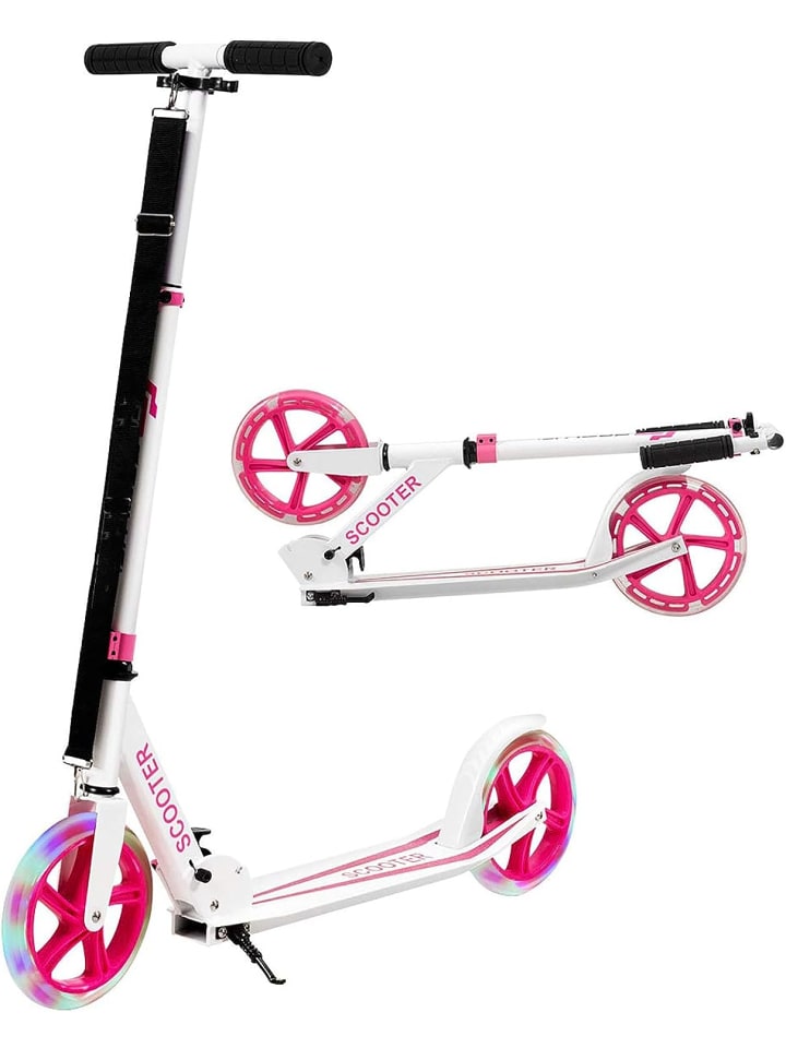 

COSTWAY Самокат с двумя светодиодными колесами, подходит для детей от 10 лет и старше, розового цвета