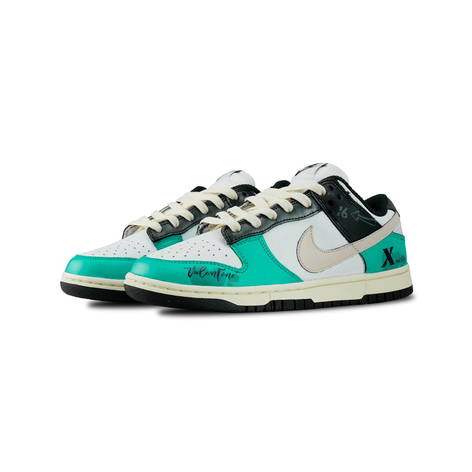 

Кроссовки Nike Dunk Skateboarding Shoes Women's Low-top Black/white/green, цвет Tiffany Green