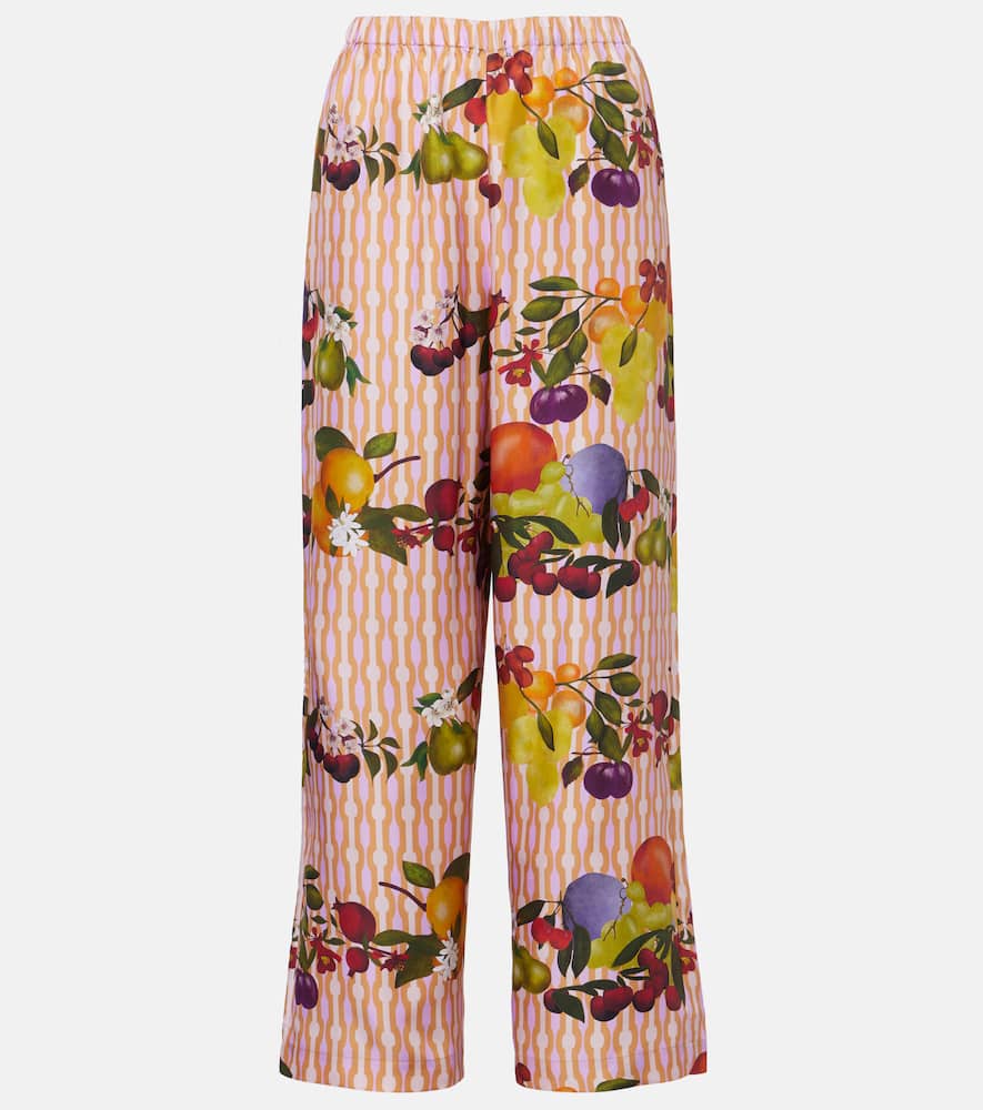 

Широкие брюки-кюлоты из шелкового твила Cannelle Eres, Imprime Gourmand