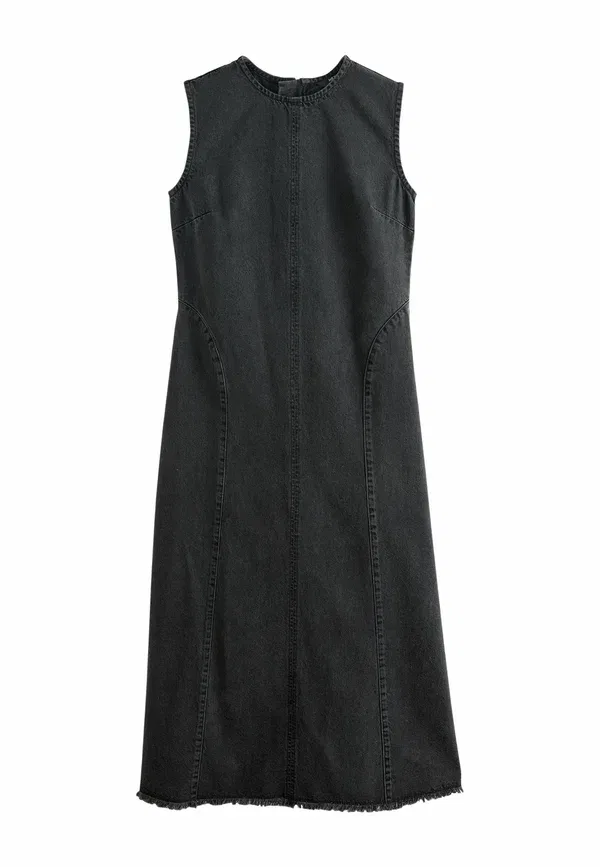 Платье джинсовое макси Next, Tall fit seamed sleeveless denim maxi dress, вымытый черный