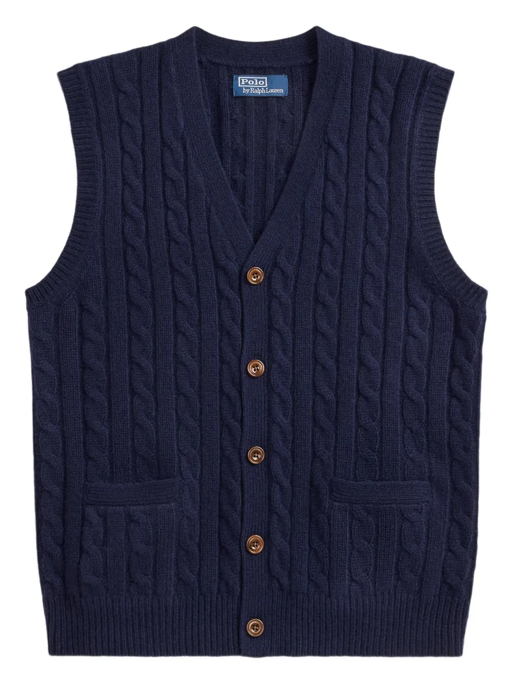 

Кабельная вязаная жилетка на пуговицах POLO RALPH LAUREN, синий